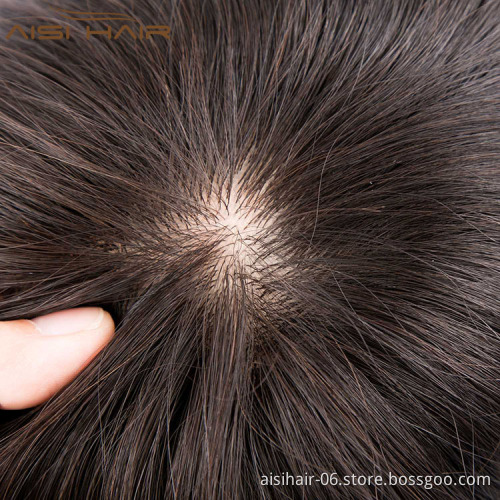 Aisi Hair Full Best Quality Replacement Indian Human Hair Men Toupee Cheap Female Toupee Hairpiece